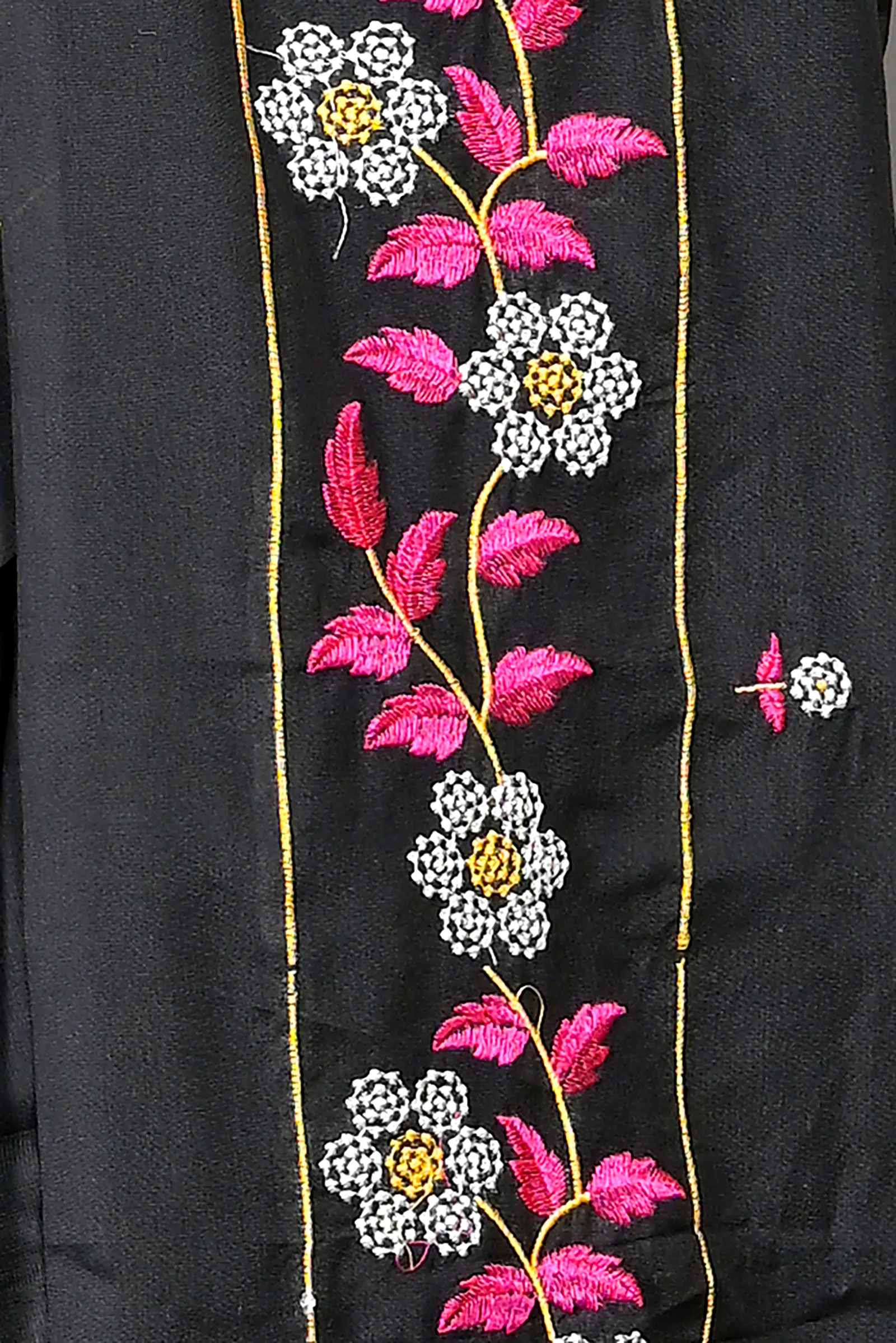 Black Cotton Blended Paraya Embroidery Handloom saree (303)